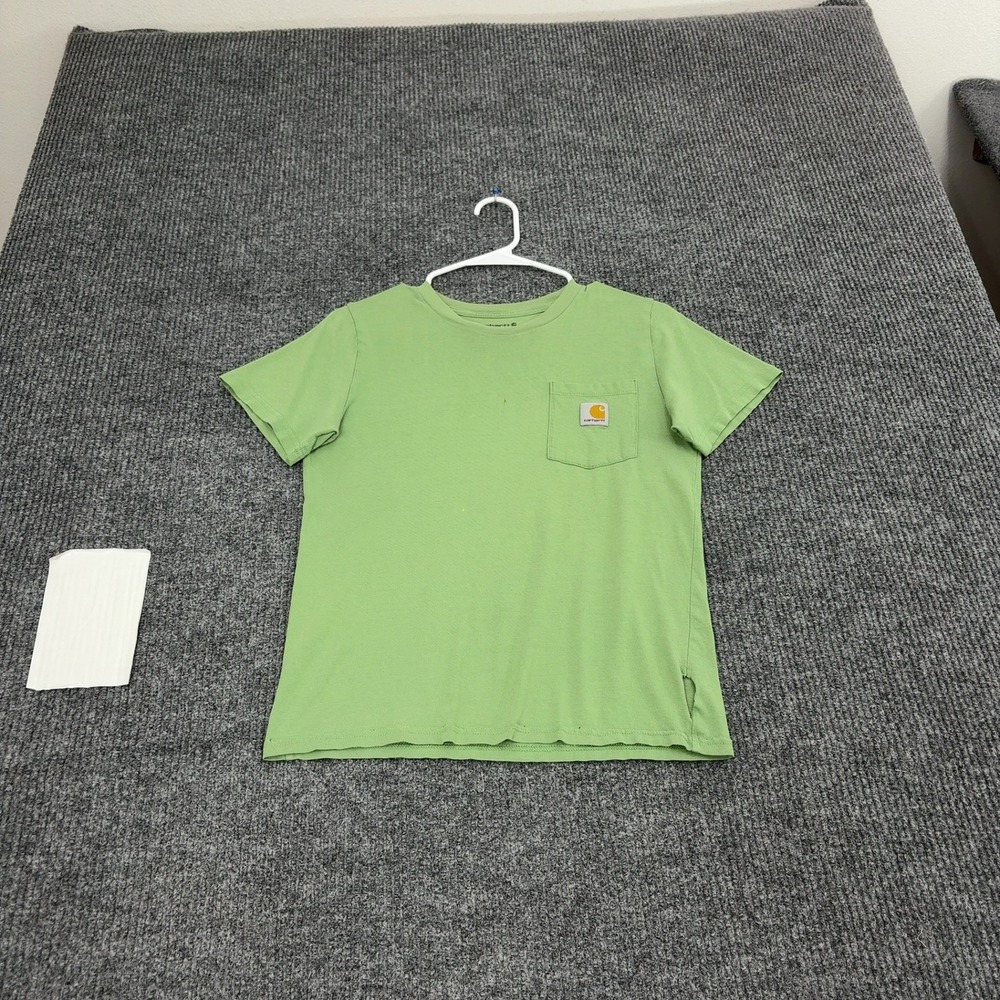 Carhartt Shirt Boys M Green Cotton Pocket Tee Short Sleeve Casual Workwear